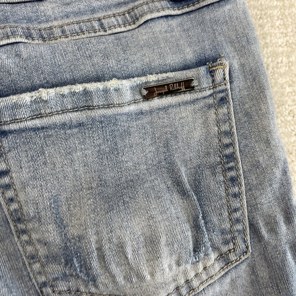 Joseph Ribkoff Jeans Blue Floral / Pearl Embellished Distressed Women Read - Picture 13 of 13